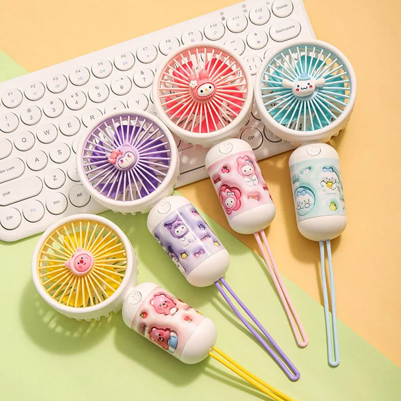 

Sanrio Kuromi мини детский вентилятор мультфильм Cinnamoroll новые ручные вентиляторы My Melody портативные цикловые зарядные вентиляторы Dc интерфейс подарки