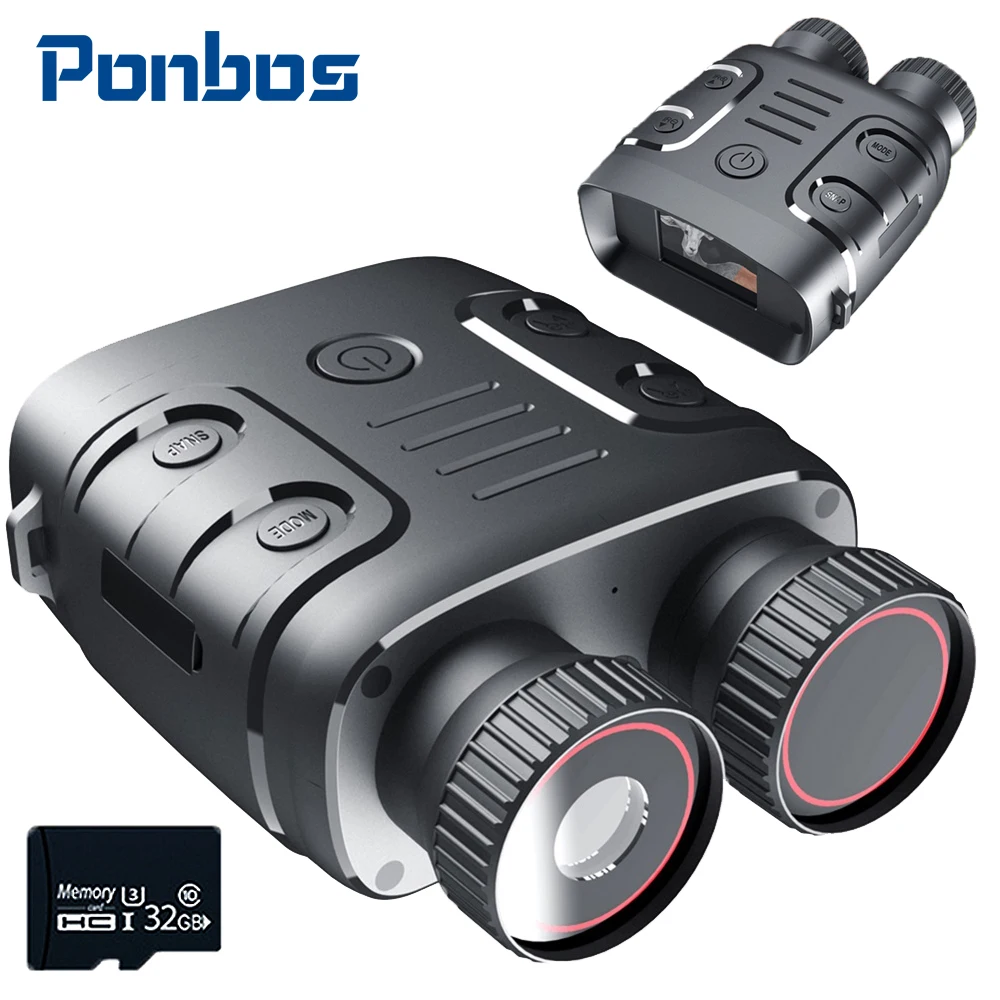 

Ponbos R18 1080P HD 300M Infrared Binocular Night Vision 850nm LED 5X Zoom Digital Telescope for Hunting Camping Video Recording