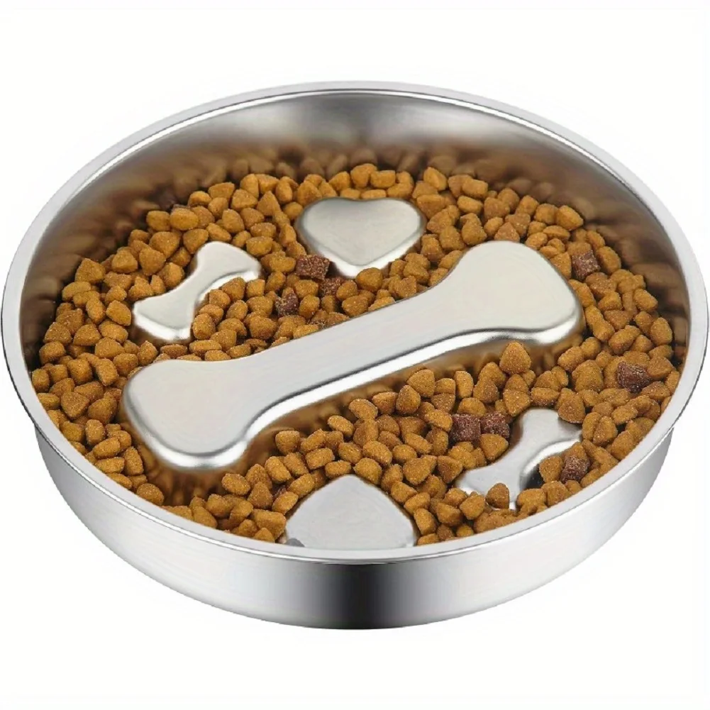 304 Stainless Steel Pet Dog Slow Feeder Bowl with Non-Slip Mat Dog Wat Pet Bowl Pet Food Bowls for Small & Medium Dogs
