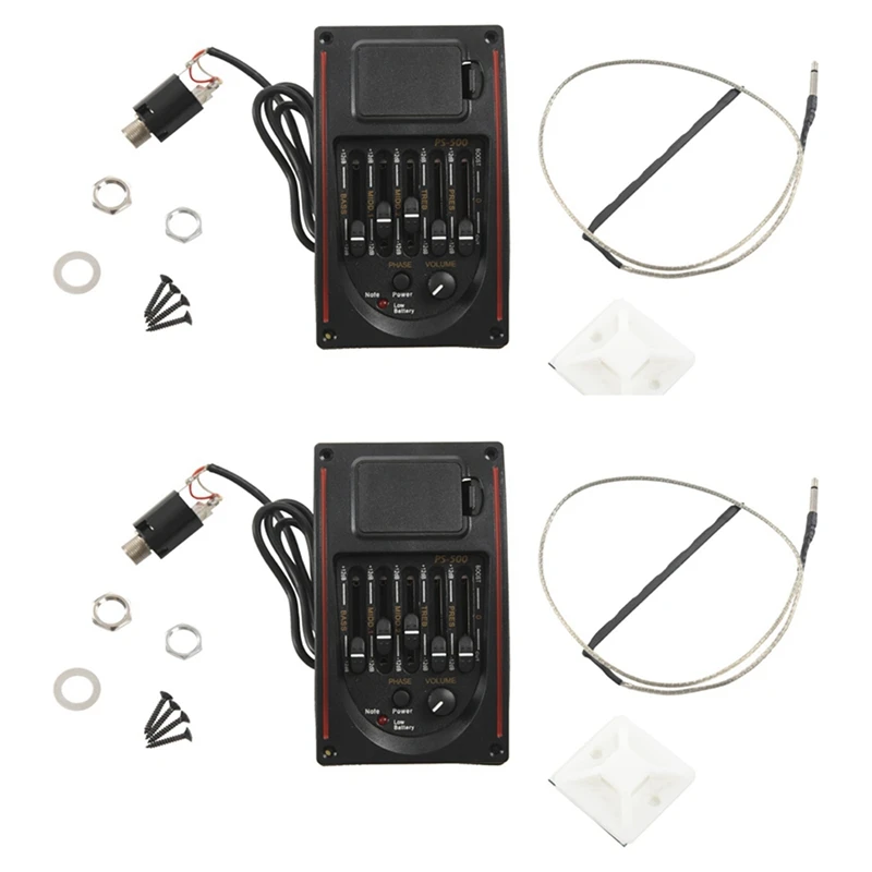 2X 5-Band Tone Controls Eq Equalizzatore Tuner Ps-500 5-Band Chitarra Acustica Eq Preamplificatore Equalizzatore Pickup Chitarra Acustica