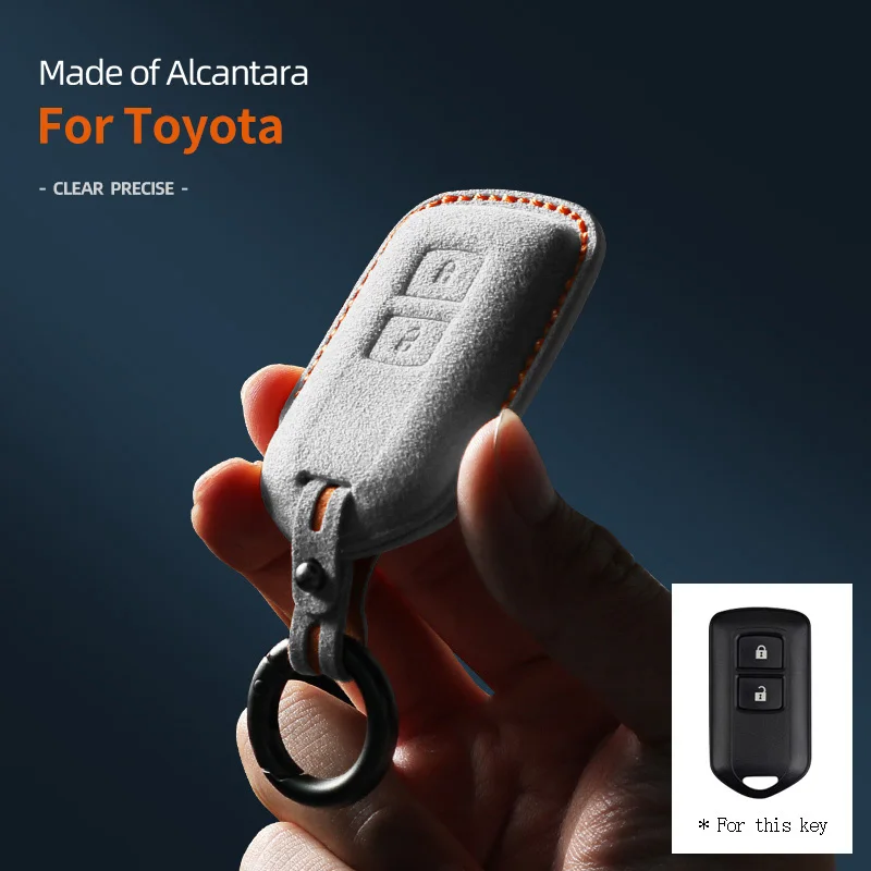 

For Toyota VIOS Yaris L Highlander Prado Corolla RAV4 2 Buttons Alcantara Car Key Case Shell Keychain Accessories