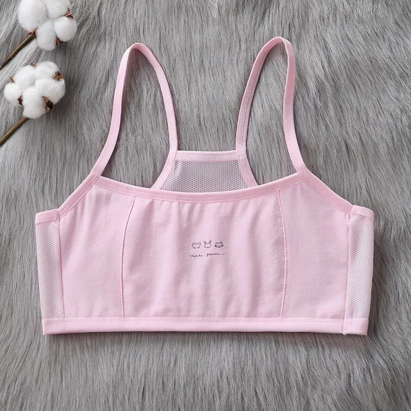 5pc/Lot Girls Training Bra Cotton Vest Tops Kids Underwear Suit 8-14 Years
