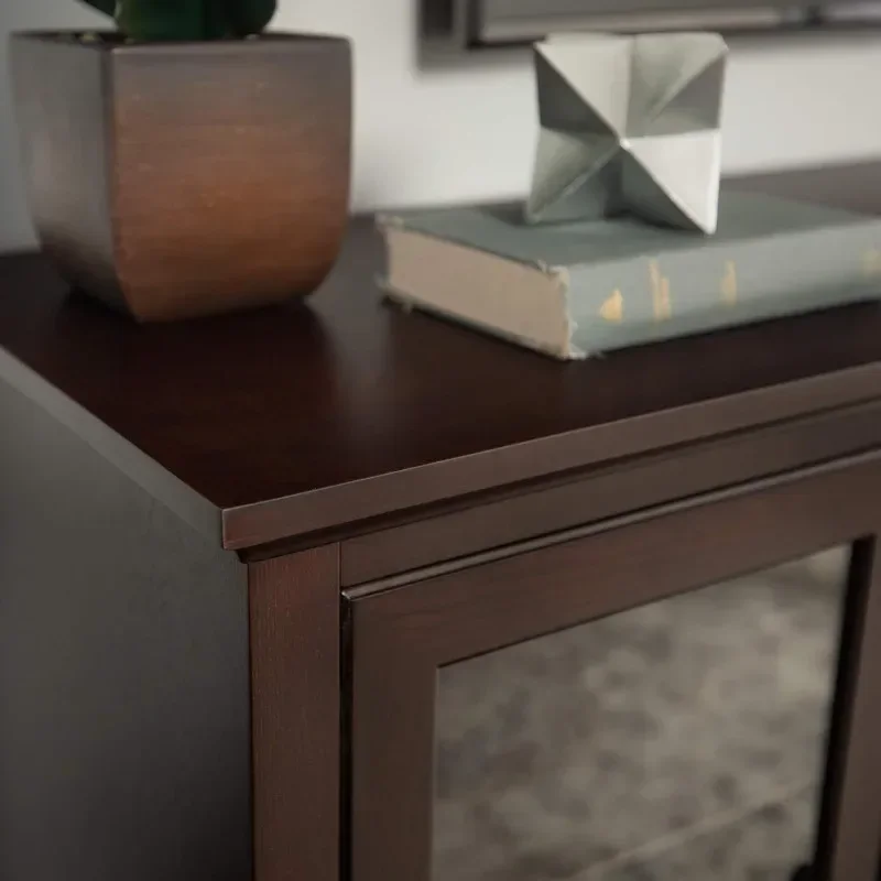 Brahm Classic Glass Door Storage TV Console for TVs up to 80 Inches, 70 Inch, Espresso Brown 4