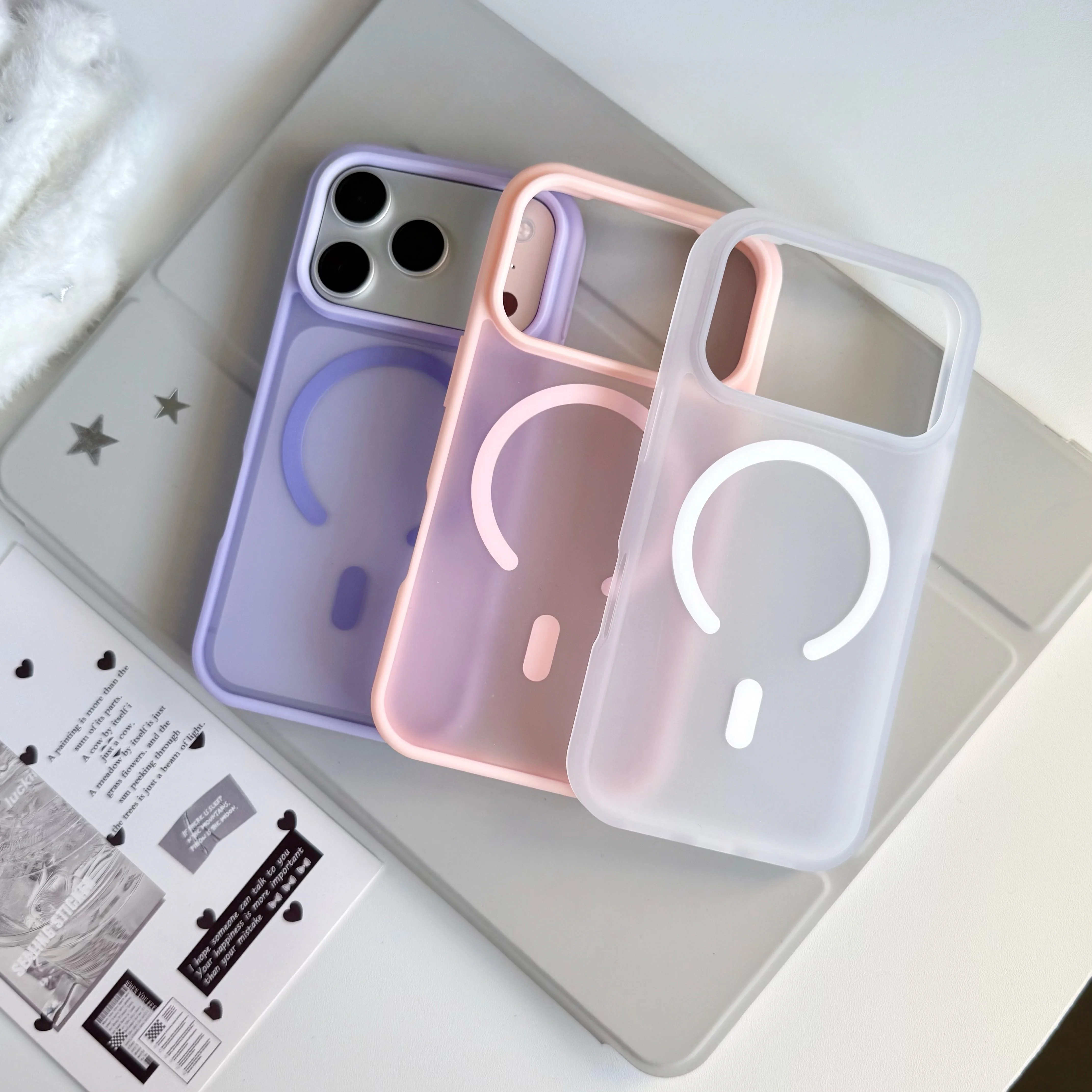 Magnetic Matte Clear Shockproof Translucent Case with MagSafe Compatibility