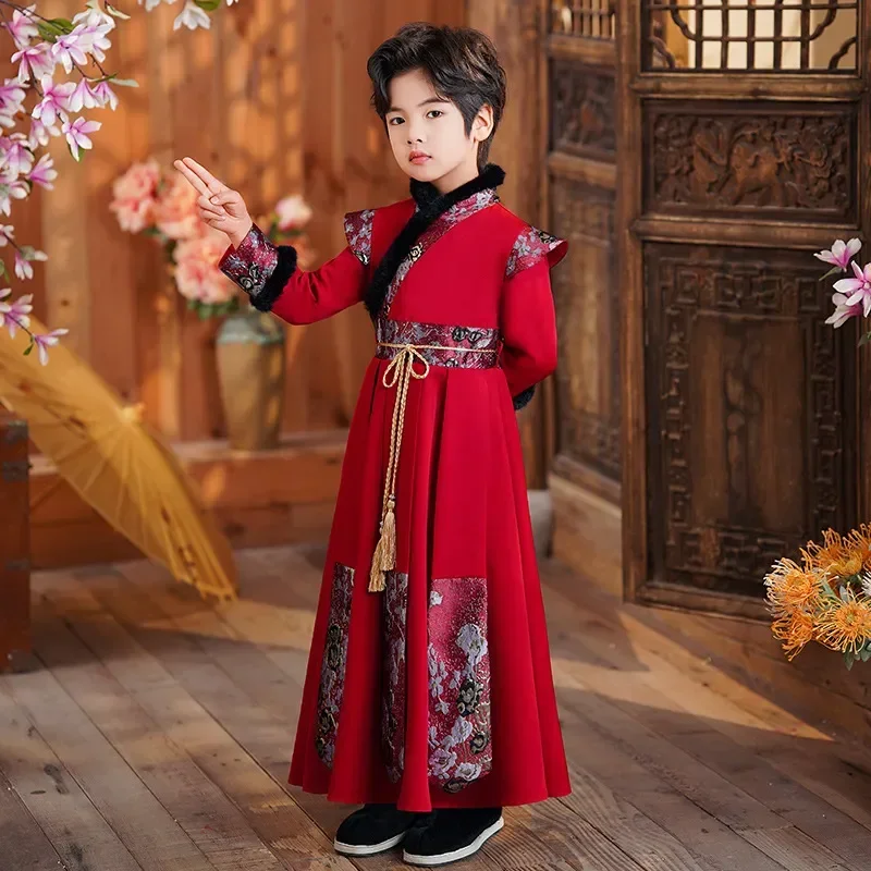 

Boys Winter Hanfu Stage Outfit Chinese Dress Baby Boy New Year Tang Suit Children Ancient Chinese Traditional Costume For Kids