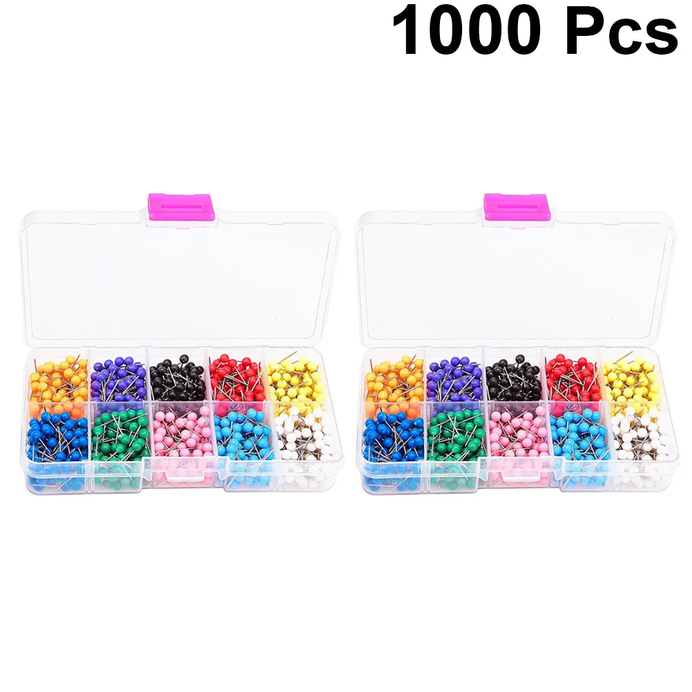 다양한 색상의 플라스틱 푸시핀, 스틸 팁 지도핀, 사무실, 가정, 지도 표시, 여행 사진, 코르크보드, 지리용