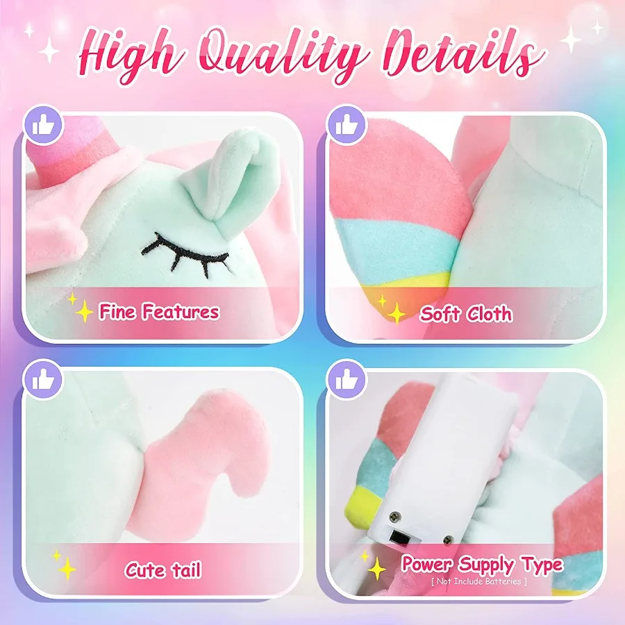 Plush toy LED Rainbow unicorn doll toys Animal soft music Plush doll Stuffed sleeping unicorn Gift for Girls kids room Bed pillow Birthday