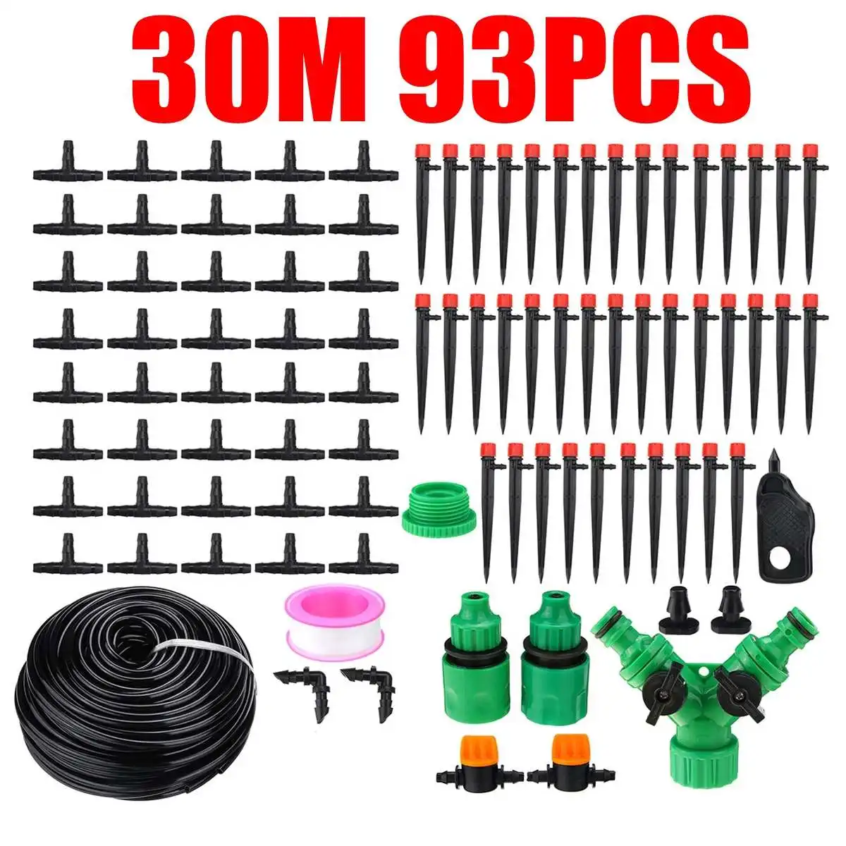 10-60M DIY Drip Irrigation System Automatic Watering Irrigation System Kit Garden Hose Micro Flow Drip Watering Kits Adjustable 