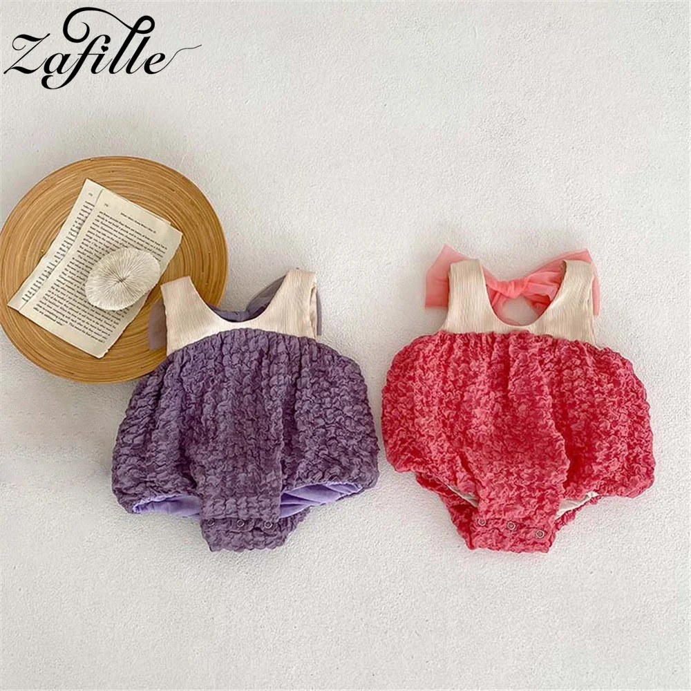 

ZAFILLE Lace Bowknot Girls Playsuit Sweet Cute Baby's Rompers Patchwork Clothes For Newborns Girls Clothing Summer Kids Outfits