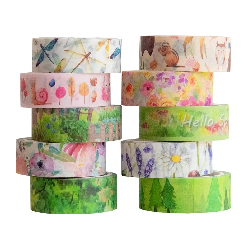 

12 pack/lot Spring Green Plant Flowers Washi Tape Set Scrapbooking Diy Masking Tape Diary Journal School Stationery Wholesale