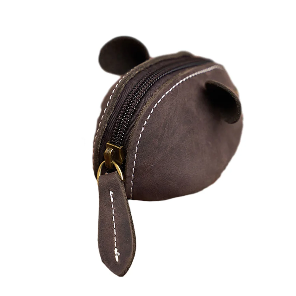 Genuine Leather Coin Purse key case key purse Creative Cute Mouse Storage Bag Trend Zipper Pocket MenWomen Portable Wallets Children's Key Bags