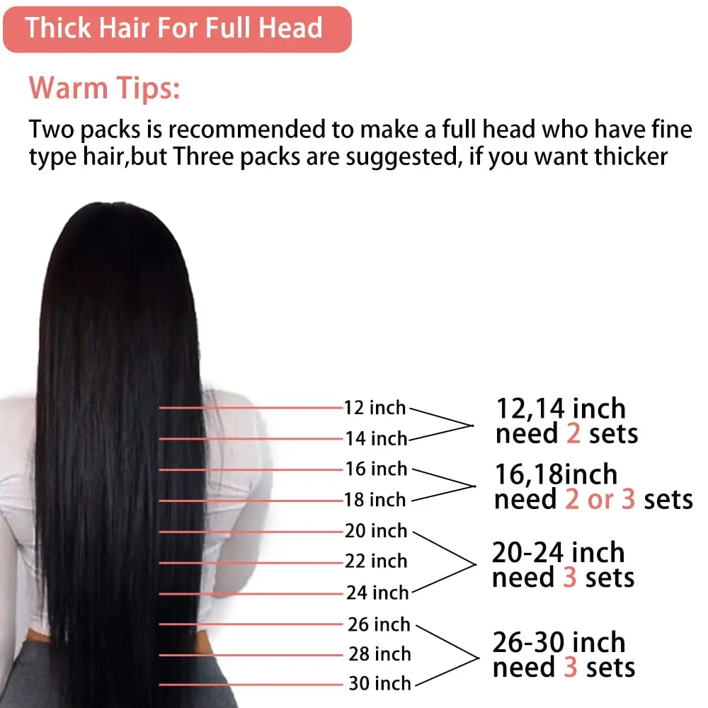 Extensions de cheveux humains à clipser droites pour femmes, vrais cheveux Remy, 120g, 8 pièces