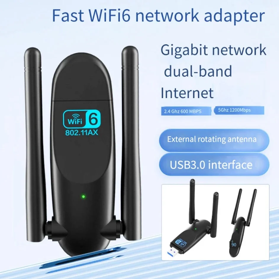 

AX1800M WIFI6 High Speed High Power Wireless Card USB3.0 Driver Free Dual Band 2.4/G5GWiFi Receiving Transmitter 802.11ax