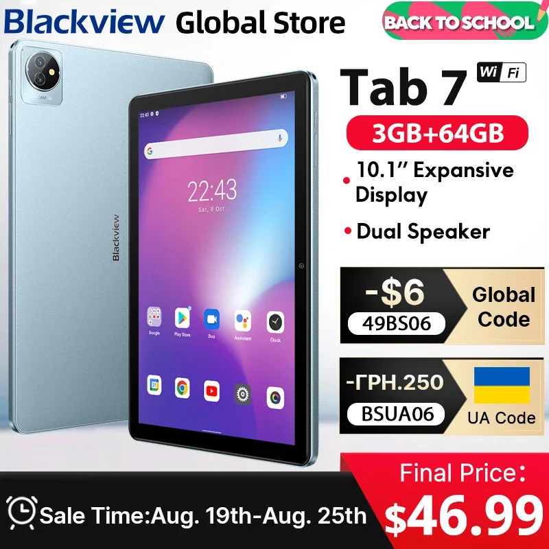 Blackview Tab 6 Tablet 8'' HD Display Unisoc T310 3GB 32GB 4G 3.5mm jack 5580mAh Battery GPS 5MP Camera Android 11 Pad PC
