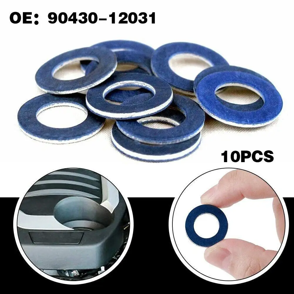 

10pcs 12mm Hole Nut Seal Oil Pan Oil Drain Screw Gasket Washer for Toyota 90430-12031 90341-12012 Oil Drain Sump Plug