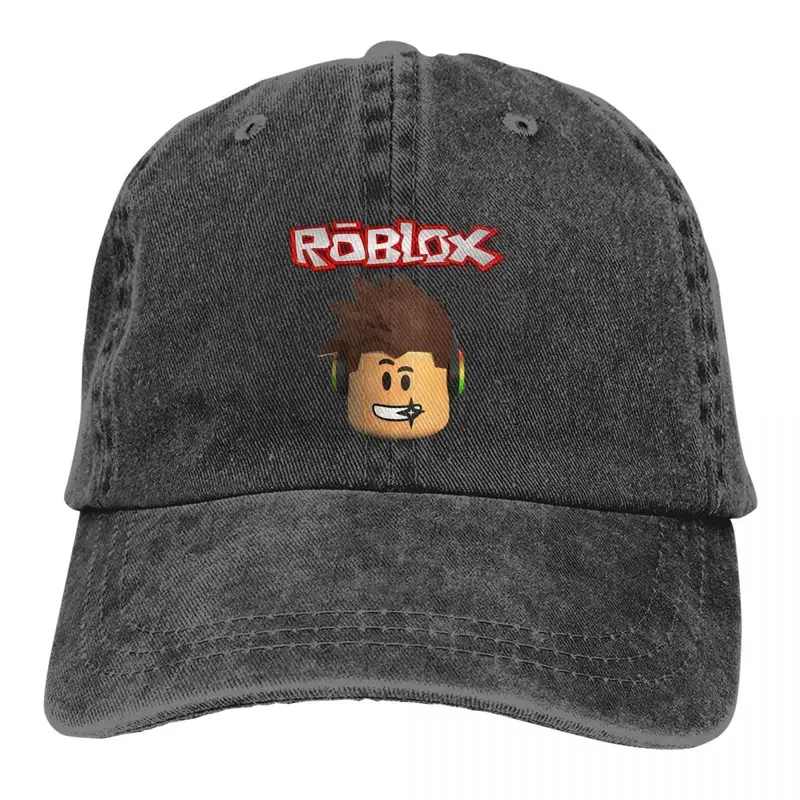 

Винтажная Черная бейсбольная кепка Robloxss, унисекс, Потертая джинсовая кепка от солнца, для периферийных игр, для улицы, для лета