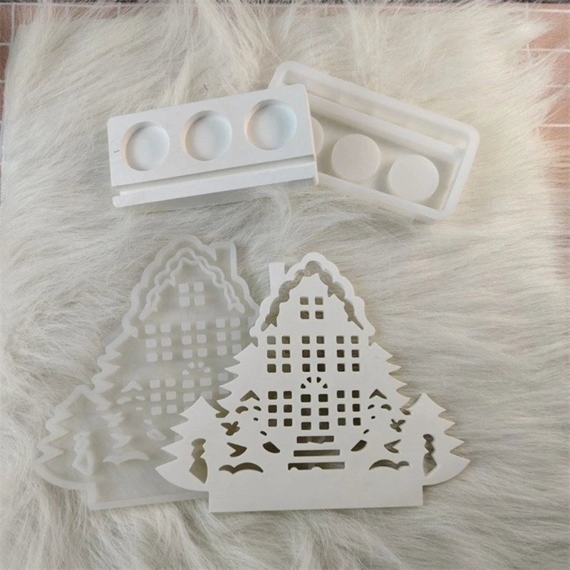 Tree House Holder Mold Candlestick Silicone Tealight Holder Resin Epoxy Molds DIYs Handicrafts Moulds