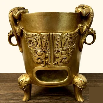 레트로 황동 숯불 바베큐 그릴 1 인용 테이블 바베큐 난방 화로 차 만들기 와인 보온 스토브 골동품 컬렉션 frequ