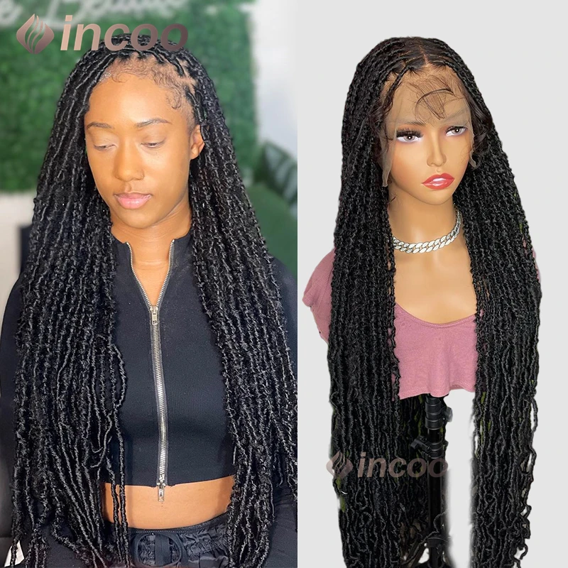 

Synthetic Wigs Butterfly Braided Full Lace Front Wigs For Black Women Soft Faux Locs Senegalese Twist Braid Wigs Super Long 40“