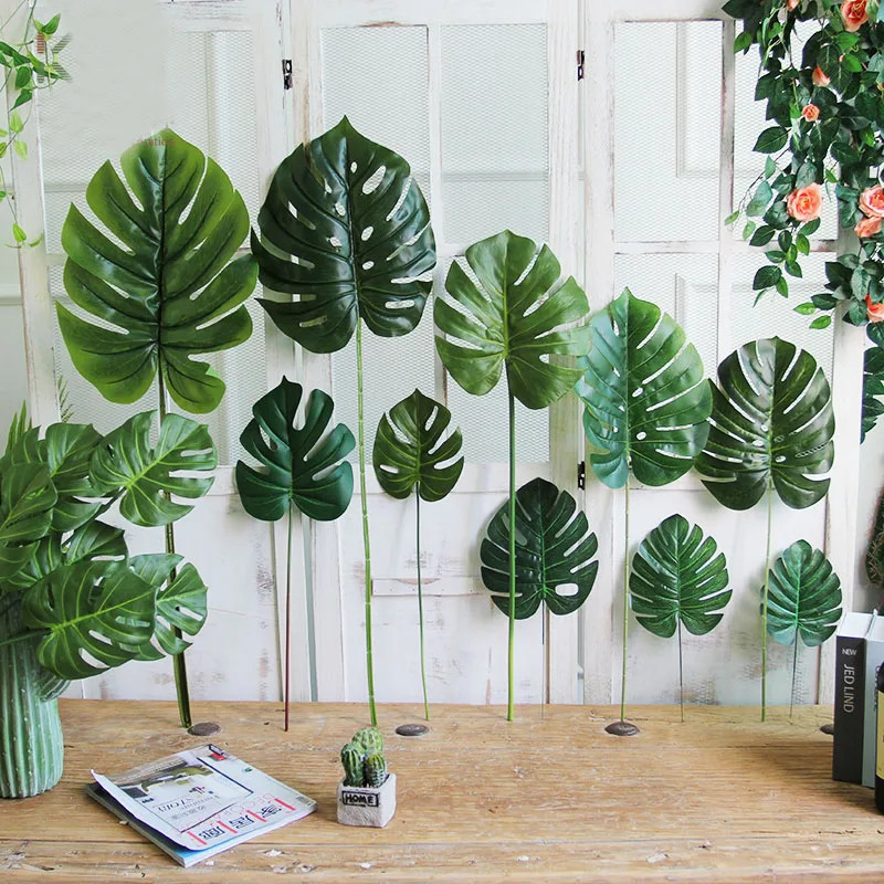 Artificial Plants Artificial Plant Artificial Leaves Artificial Plant Decoration 39 Styles Large Green Artificial Tropical Palm Tree Monstera Leaves Home Garden Office Bedroom Decoration Photography Background