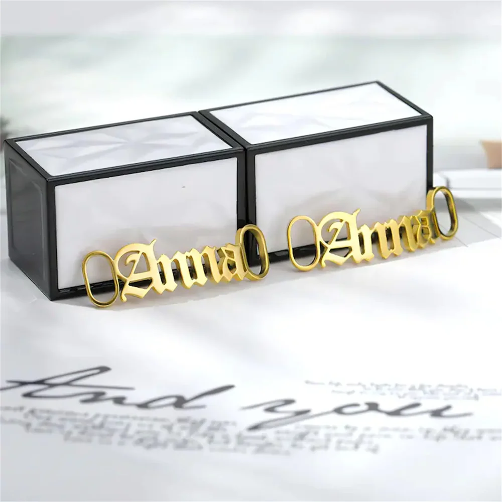 

Viksword Personalized Custom Name Shoe Buckle Stainless Steel Couple Shoelace Clips Charm Shoe Accessories in Pair Lace Lock