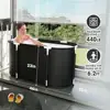 Portable Collapsible Bathtub Aluminum Alloy Large Space with Double Drain Black Easy Install Foldable Adults Soaking Tub Storage 6