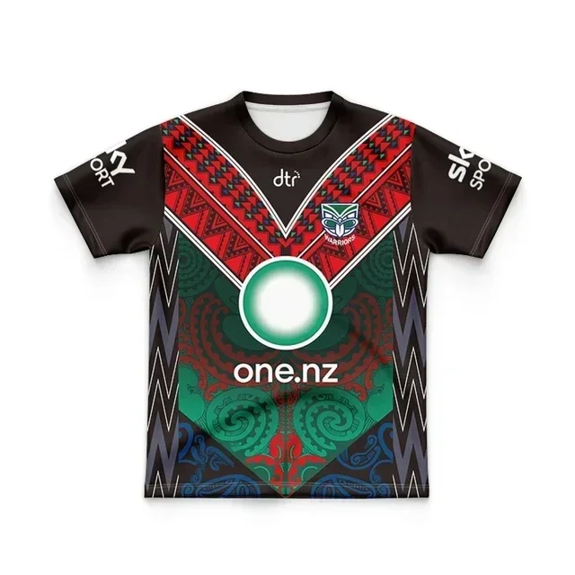 Camiseta de rugby de local/visitante/entrenamiento para niños de New Zealand Warriors 2024 - Talla para hombre: 16-26 (nombre y número impresos) Calidad superior
