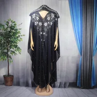 Fashion African Women Luxury Diamonds Beaded Evening Dresses Dubai Abaya Islamic Morocco Kaftan Ethnic Style Chiffon Robe Arab 5