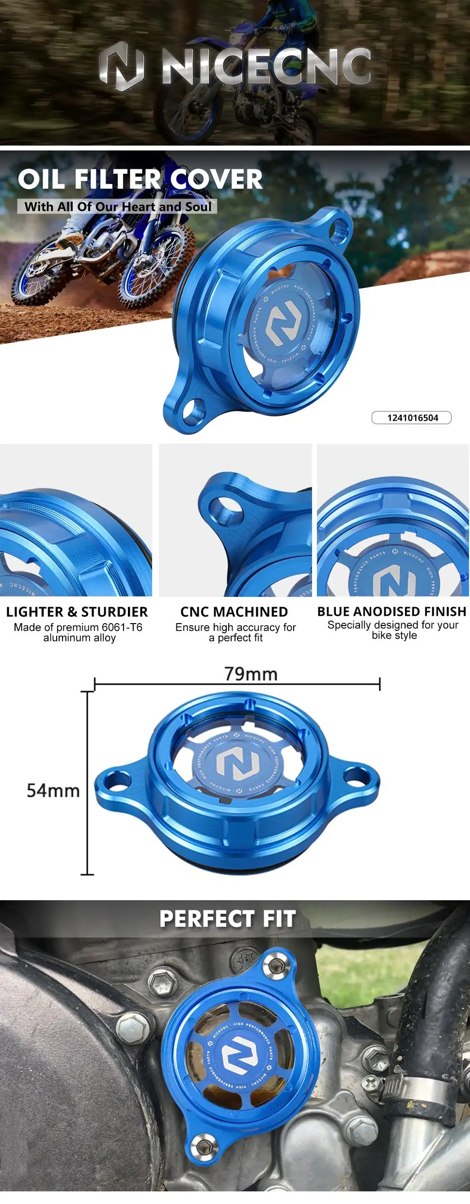 NICECNC Für Yamaha YZ250F 2014-2024 YZ450F 2010-2022 Motorrad Transparenter Motorölfilterdeckel YZ250FX YZ450FX WR250F WR450F – Detail 1