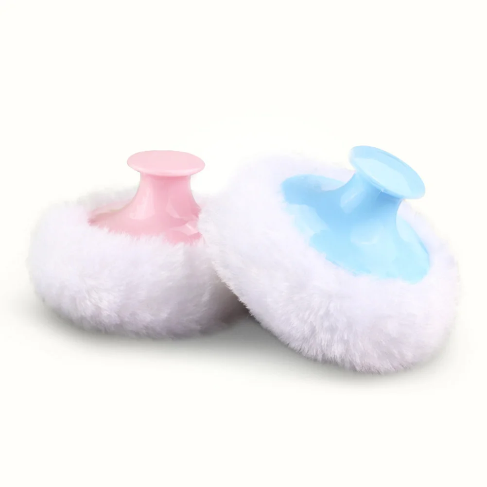 

4PCS Baby Talcum Powder Puff Baby Body Powder Puff with Short Handle (Blue and Pink for Each 2pcs)