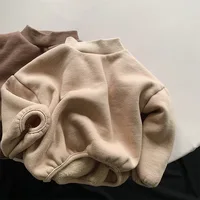 Winter New Baby Fleece Sweatshirt Boys Girls Solid Warm Pullover Plus Velvet Thick Toddler Casual Versatile Tops Kids Clothes 6