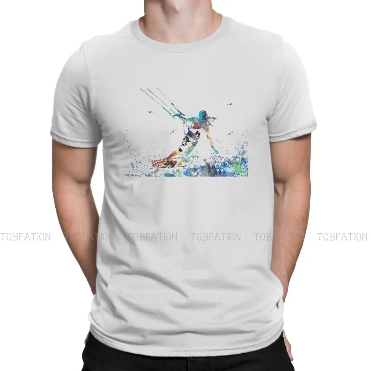 Kitesurf Kiteboarding Flysurfing Kite Tshirt Per Gli Uomini Acquerello Estate Di Base T-Shirt Di Alta Qualità Alla Moda Soffice