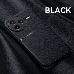Elegant Magnetic Leather Texture Car Case - Ultra Soft Silicone Shockproof Cover for POCO F7 Pro (Black)