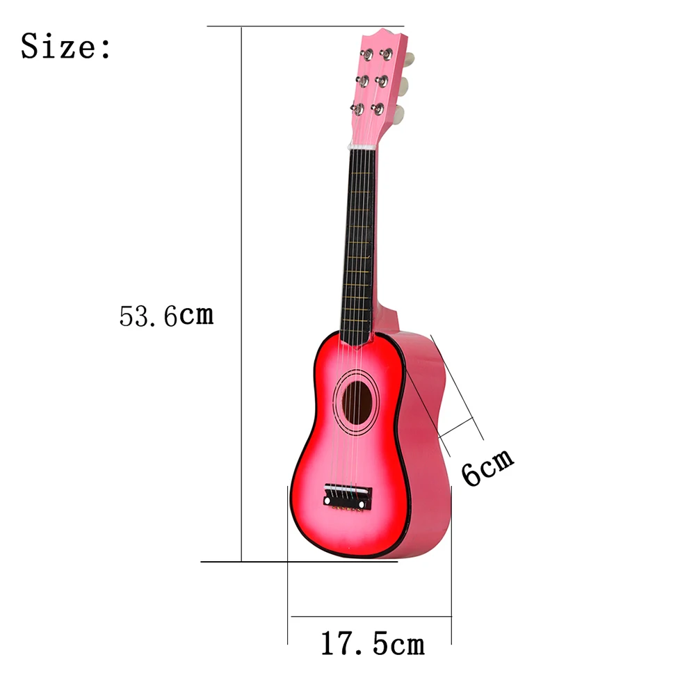 21 inch Basswood Ukulele 6 Strings Small Bass Acoustic Guitar Musical Instruments with Picks for Children Kids