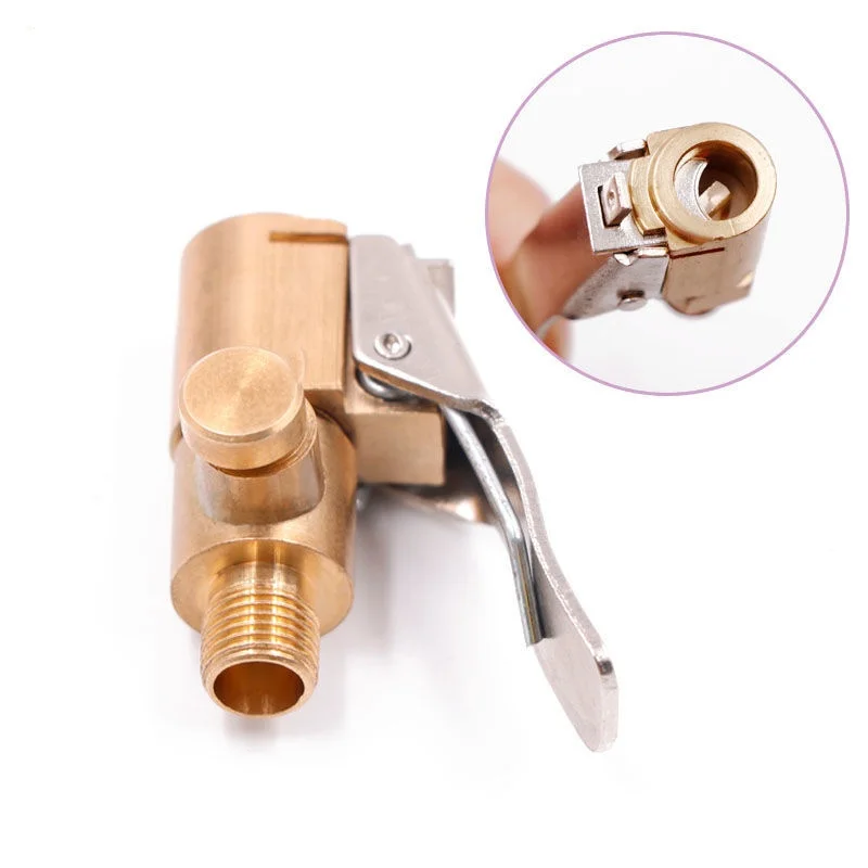 Portable Brass Car Inflation Pump Air Valve Connector Clip