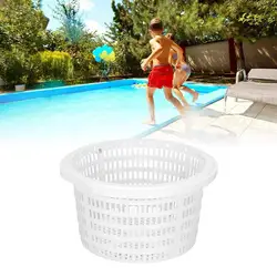 White Skimmer Filter Basket Replacement Durable Pool Round Strainer Skim Remove Leaves Bugs Debris In-Ground Above Ground Pools