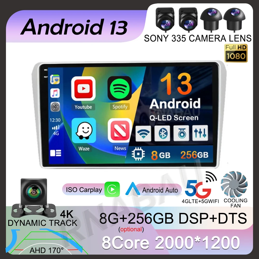 

Автомагнитола Carplay на Android 13 для Toyota Avensis T250 2 II 2003-2009, мультимедийный видеоплеер, навигация GPS, стерео головное устройство