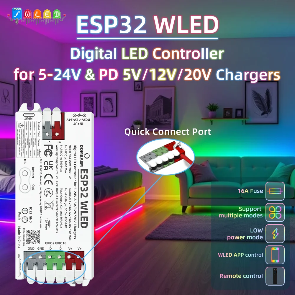 รูปสินค้า คอนโทรลเลอร์ ESP32 ควบคุมแถบไฟ LED ได้หลากหลาย