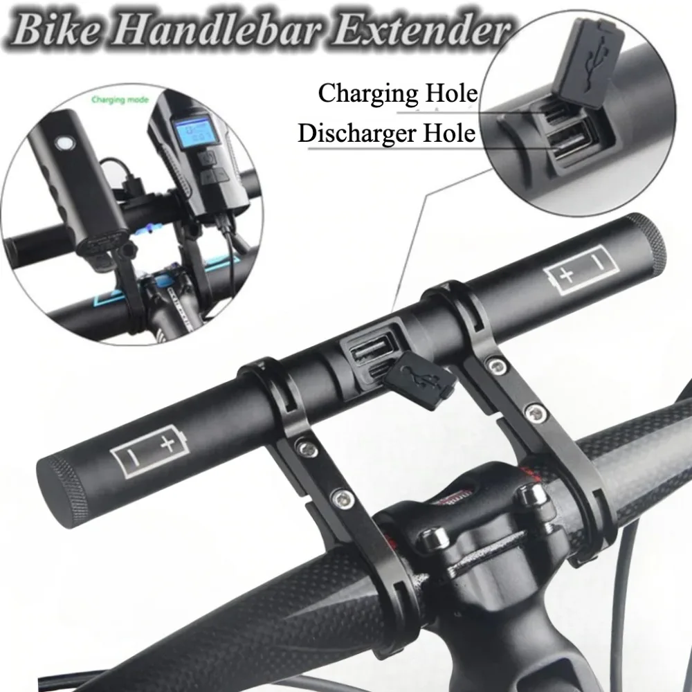 Bicycle Handlebar Extended Bracket Rechargeable Batteries Power Bank for Bike Headlight Holder Support MTB Accessories