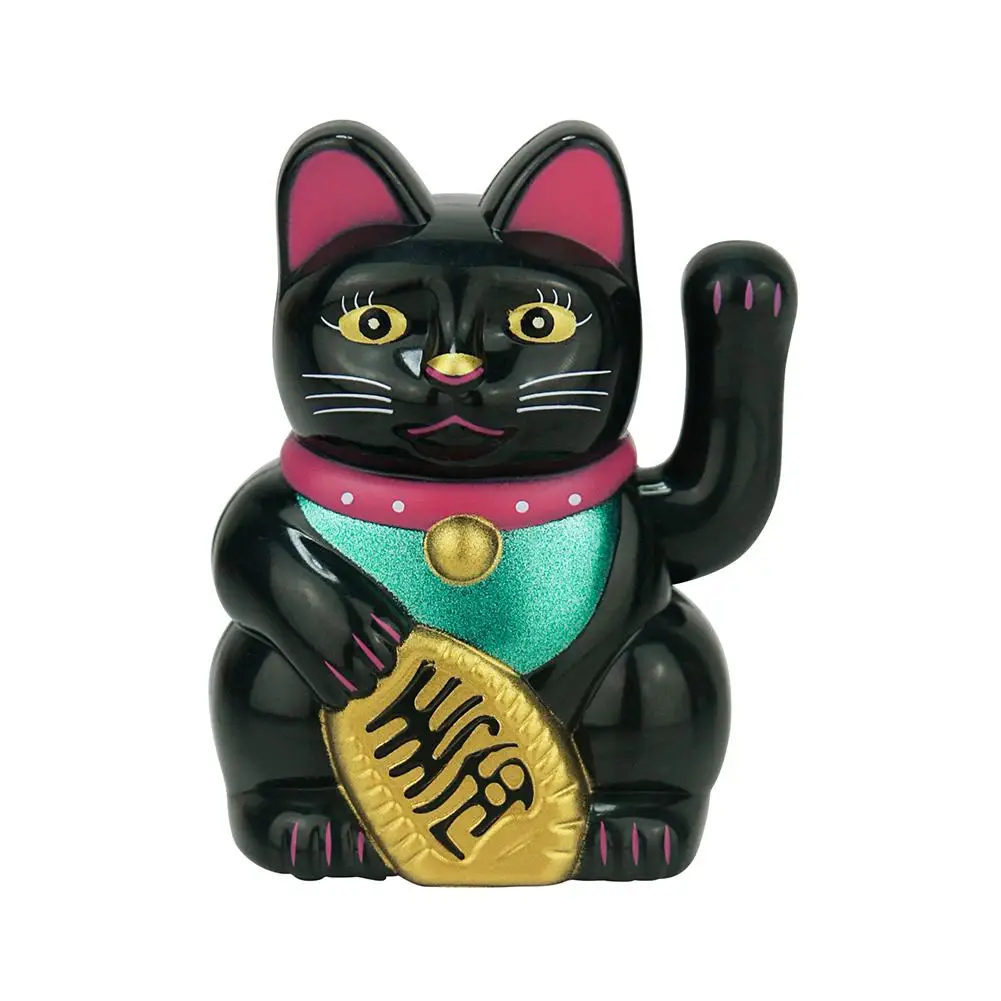 

Black 5inch Feng Shui Beckoning Cat Wealth Fortune Lucky Waving Kitty Decor Five Colors Shop Decoration Fortunate Cats