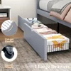 Twin Bed Frame with Headboard, Platform Bed with 4 Storage Drawers, Wood Bed Frame for Bedroom, Wood Slats Support, Grey 4