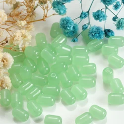20pcs Misty Blue Glass Tube Spacer Beads - 6x9mm 20pcs (Light Green)
