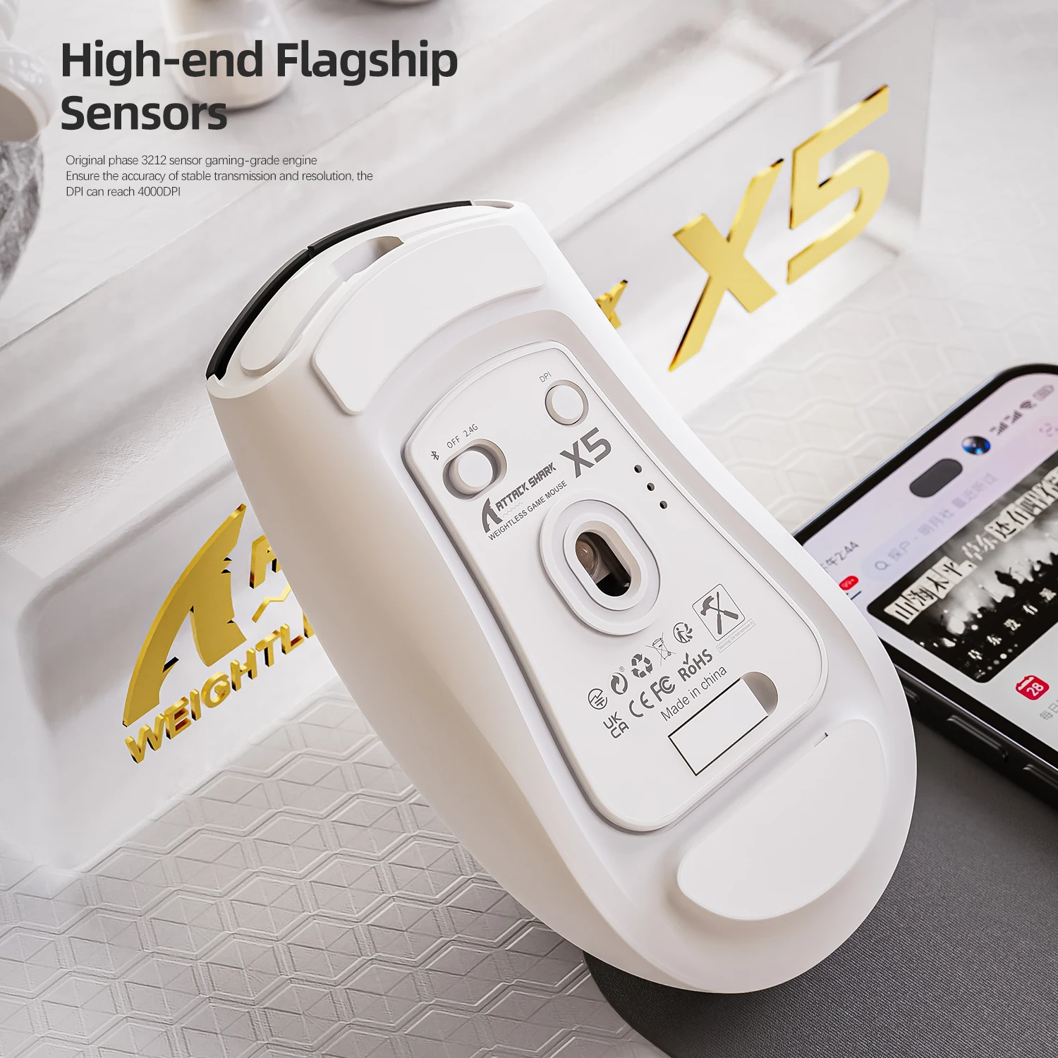 Attack Shark X5 Wireless Mouse Bluetooth Tri-Mode PAW3212 Sensor 4000DPI Optical RGB Mouse for PC Laptop Office Gaming wireless mouse,gaming mouse,optical mouse