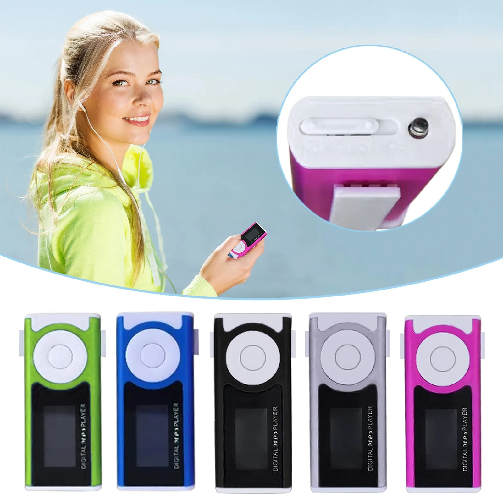 Best Price Shiny Mini Usb Clip Lcd Screen Mp3 Media Player Support 16gb Micro Sd Walkman Music Players Dropshipping |