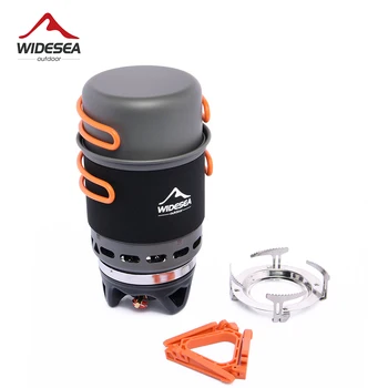 Widesea Camping Cooking System with Heat Exchanger Outdoor Gas Burner Stove Tourist Pot Set Cup Tableware Cookware Tourism Hike 1