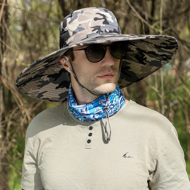 Big Head Size Fishing Hat for Men's Summer Outdoor Shading Hiking Panama Hat Sunscreen Fisherman's