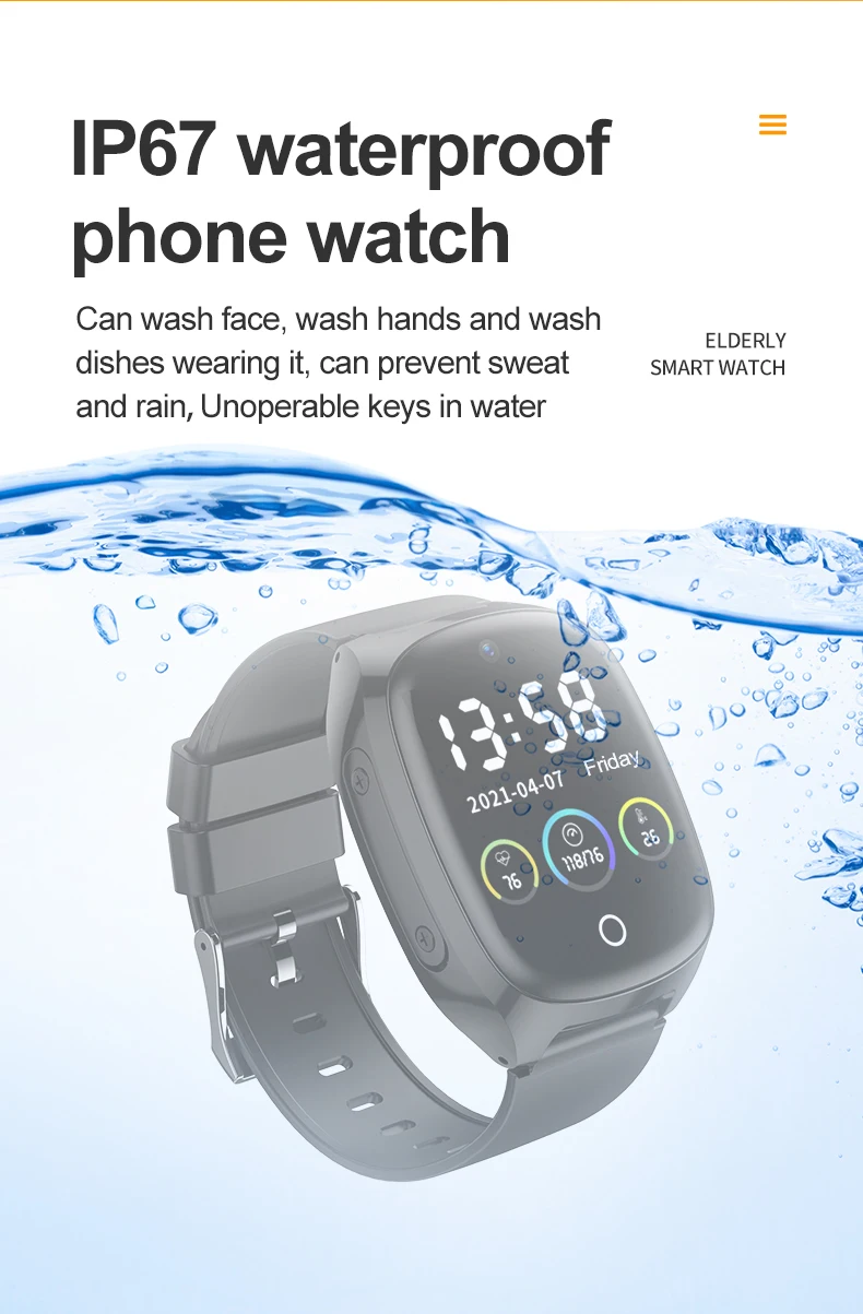 4G Elderly Tracker Smartwatches Body Temperature Heart Rate Blood Pressure GPS Location Tracking Phone Watch for Old People D300