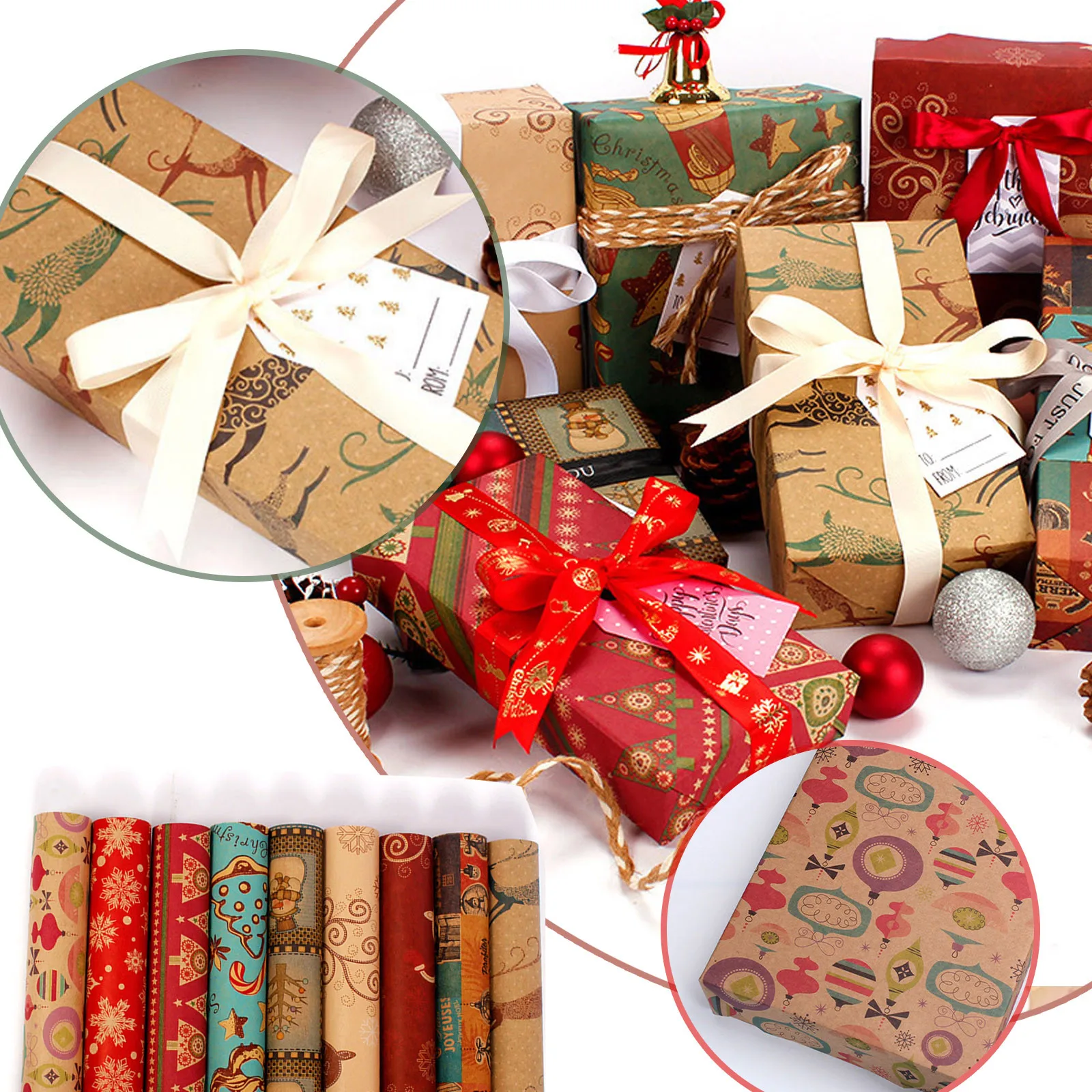 Christmas Gift Wrapping Paper Birthday Party Wedding DIY Craft Paper Xmas  Elements Collection Gift Box Packaging Papers - AliExpress