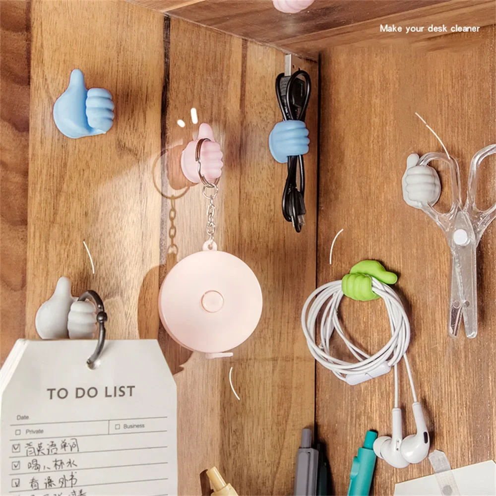 

10Pcs Self Adhesive Silicone Thumb Wall Hooks Multifunctional Adhesive Cable Organizer Clip Key Hook Wall Hanger Storage Hooks