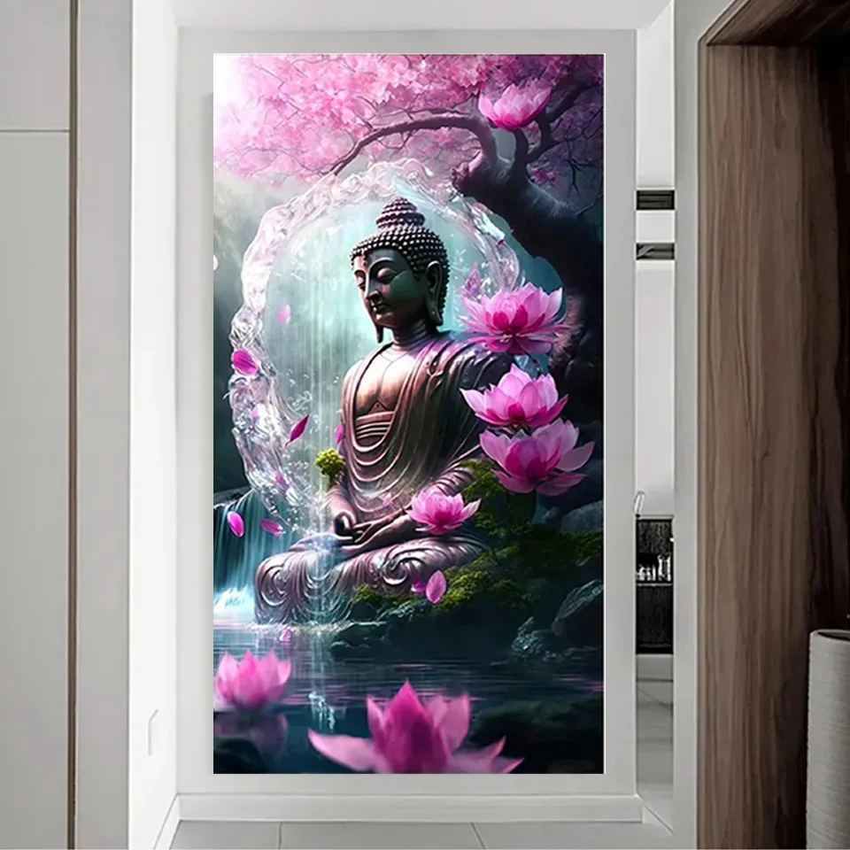 Large Size Buddha Lotus Flower Diamond Art Painting New Arrival Diamond  Full Sqaure/Round Waterfall Religious Home Decor FF1463 - AliExpress